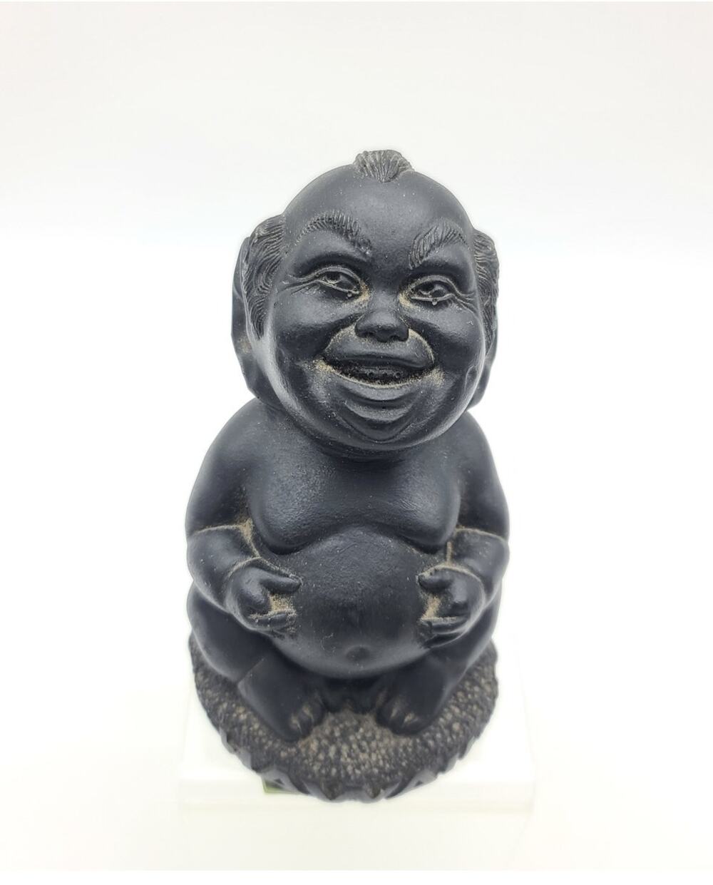 Vintage Coco Joe's "Laki" Lucky Menehune Tiki Black Lava Figurine Hawaiian